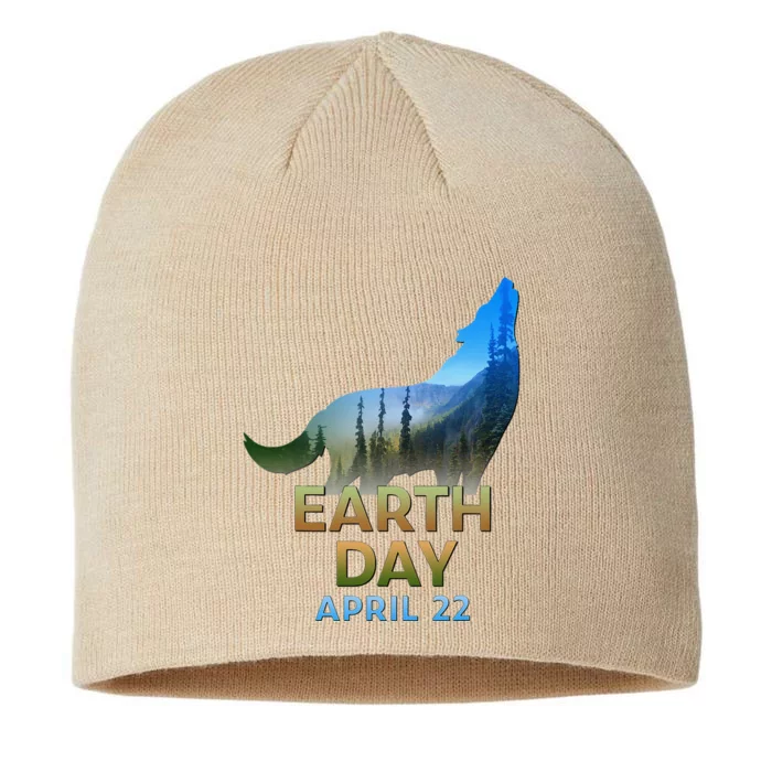 Earth Day Wolf Silhouette 8 1/2in Sustainable Knit Beanie