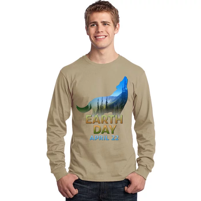 Earth Day Wolf Silhouette Tall Long Sleeve T-Shirt