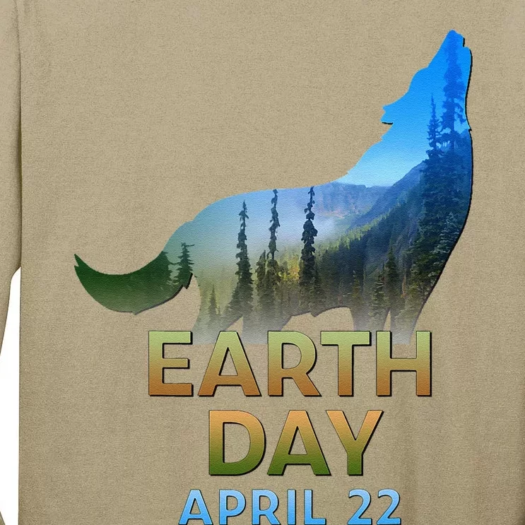 Earth Day Wolf Silhouette Tall Long Sleeve T-Shirt