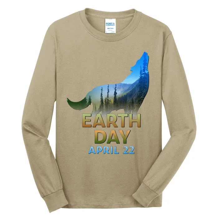 Earth Day Wolf Silhouette Tall Long Sleeve T-Shirt