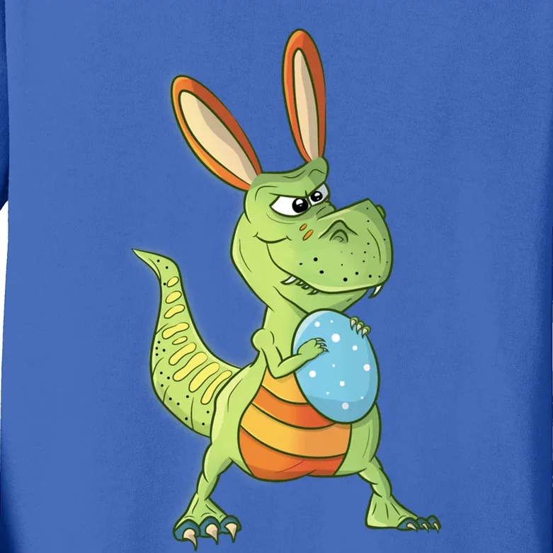 Easter Dinosaur With Bunny Ears T Rex Cute Gift Kids Long Sleeve Shirt