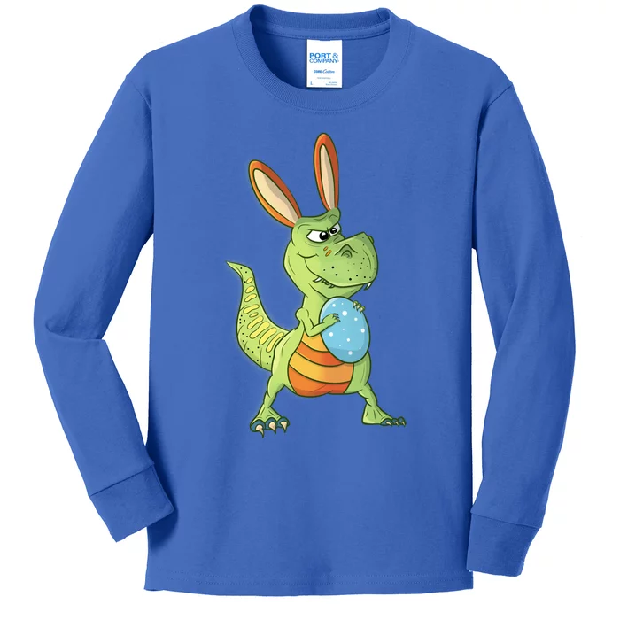 Easter Dinosaur With Bunny Ears T Rex Cute Gift Kids Long Sleeve Shirt