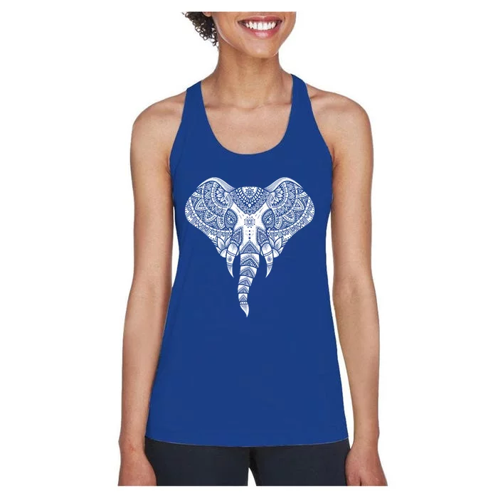 Elephant Dala Yoga Ornate Elephant Safary Animal Great Gift Women's Racerback Tank