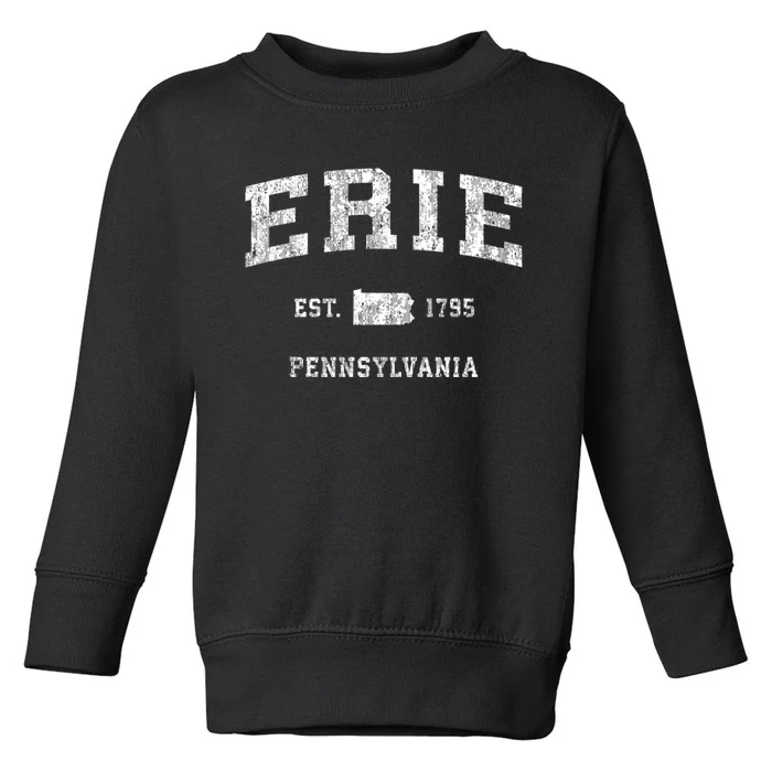 Erie Est 1795 Pennsylvania Pa Vintage Athletic Sports Design Toddler Sweatshirt