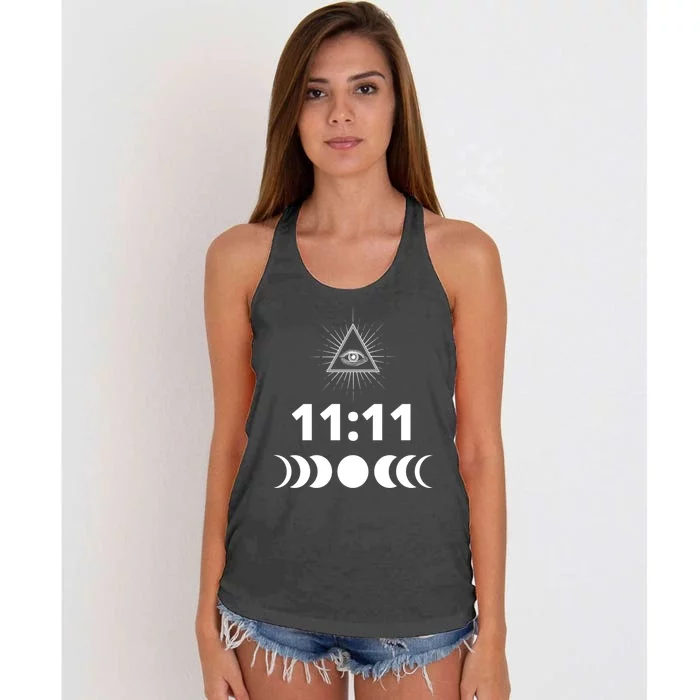 Eleven Eleven 11:11 Numerology Law Of Attraction New Age Women's Knotted Racerback Tank