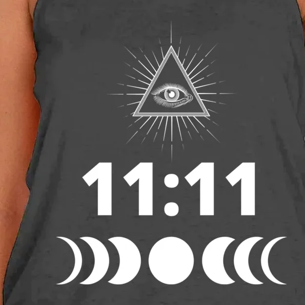 Eleven Eleven 11:11 Numerology Law Of Attraction New Age Women's Knotted Racerback Tank