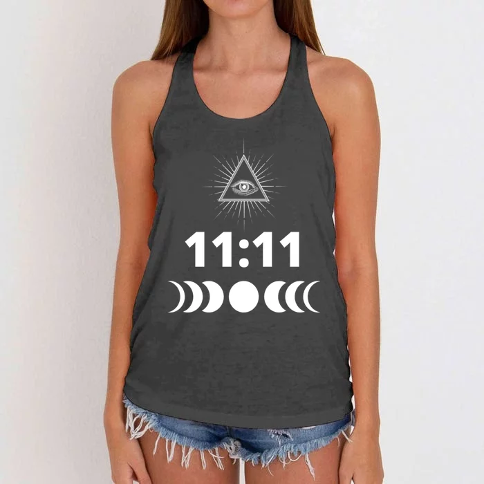 Eleven Eleven 11:11 Numerology Law Of Attraction New Age Women's Knotted Racerback Tank