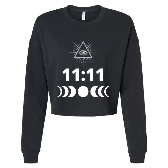 Eleven Eleven 11:11 Numerology Law Of Attraction New Age Cropped Pullover Crew