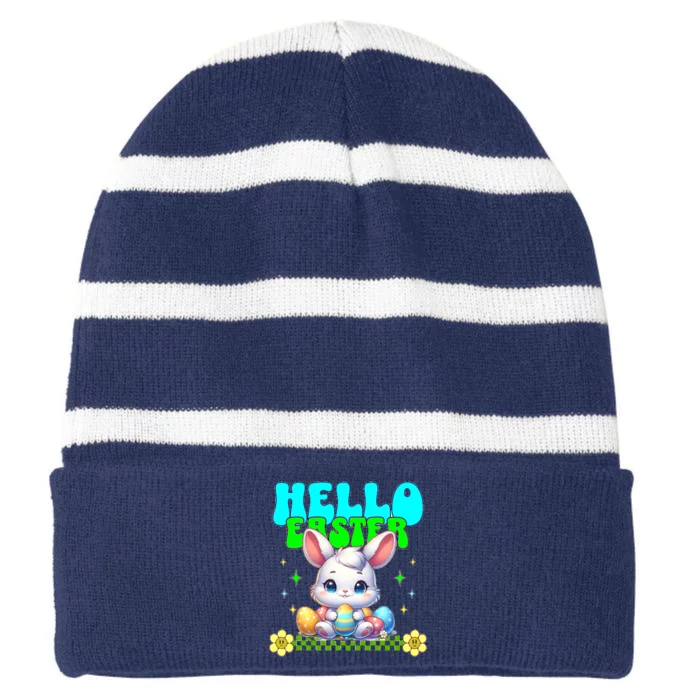 Easter Striped Beanie with Solid Band