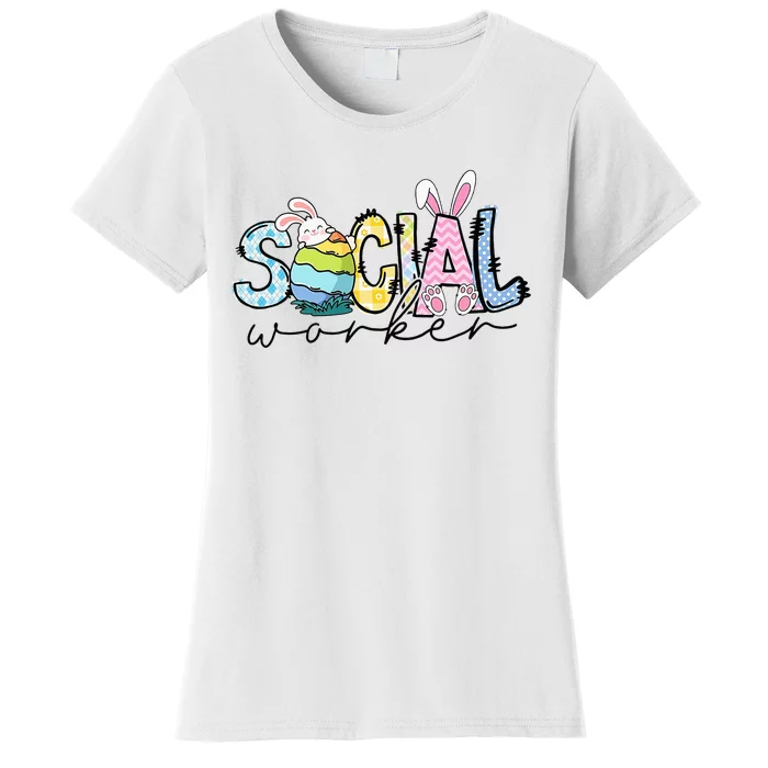 Easter Egg Bunny Ears Easter Day Social Worker Women's T-Shirt