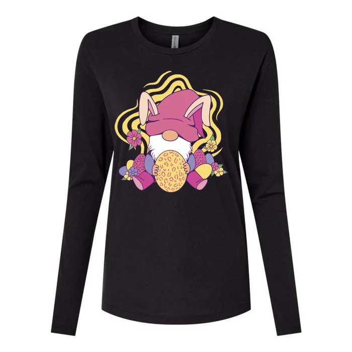 Easter Egg Bunny Gnome Womens Cotton Relaxed Long Sleeve T-Shirt