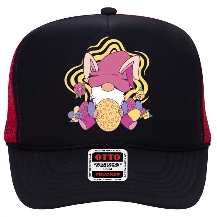 Easter Egg Bunny Gnome High Crown Mesh Trucker Hat