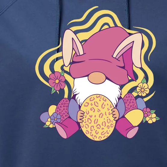 Easter Egg Bunny Gnome Performance Fleece Hoodie