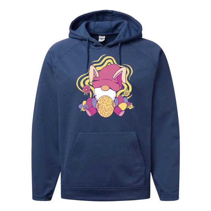 Easter Egg Bunny Gnome Performance Fleece Hoodie