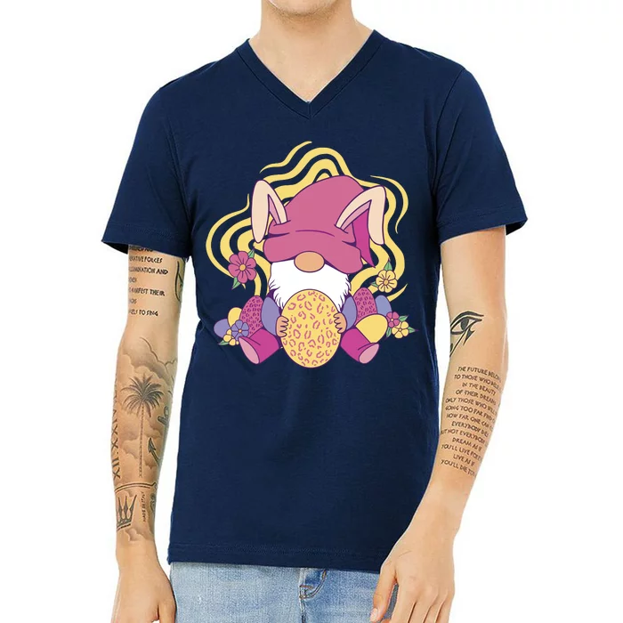 Easter Egg Bunny Gnome V-Neck T-Shirt