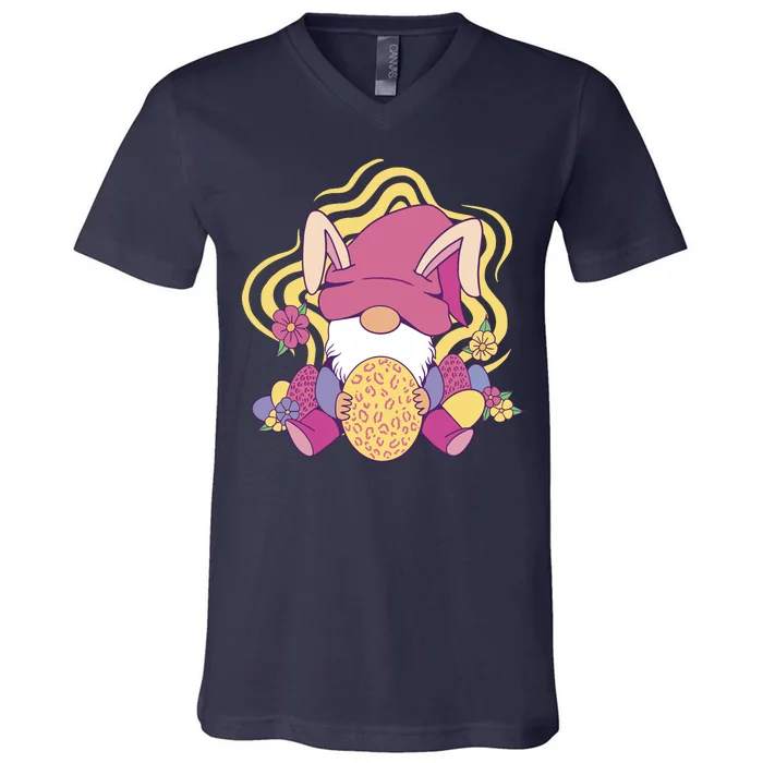 Easter Egg Bunny Gnome V-Neck T-Shirt