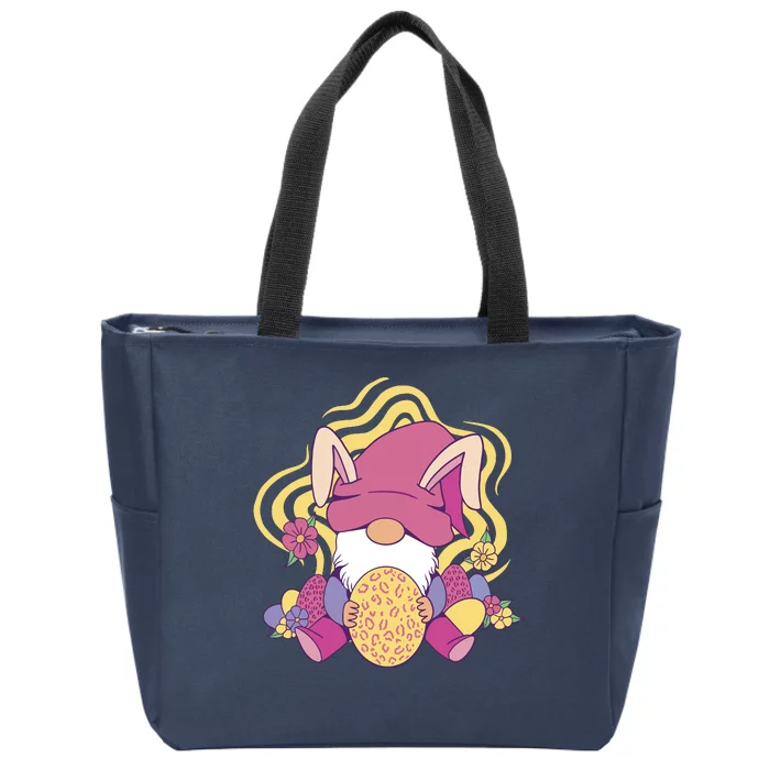 Easter Egg Bunny Gnome Zip Tote Bag