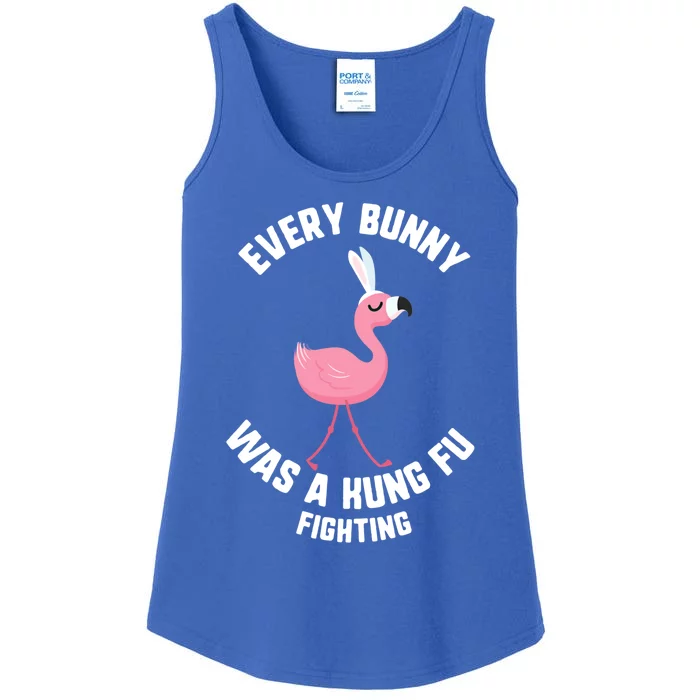 Easter Every Bunny Was A Kung Fu Fighting Flamingo Gift Ladies Essential Tank