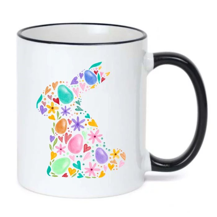 Easter Egg Bunny Floral Holiday Black Color Changing Mug