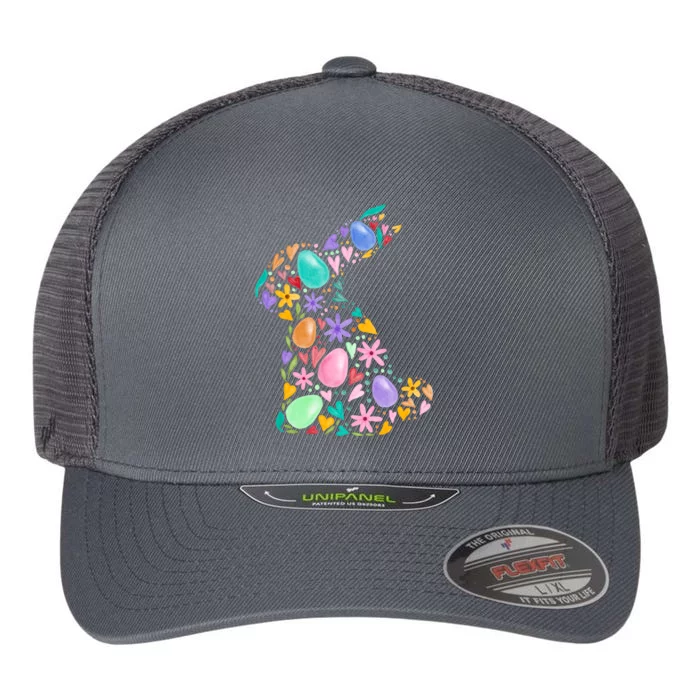 Easter Egg Bunny Floral Holiday Flexfit Unipanel Trucker Cap