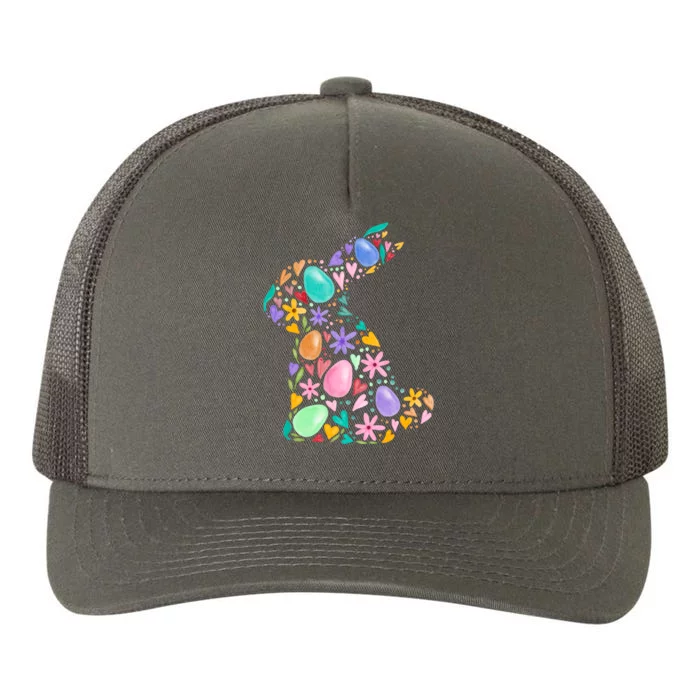 Easter Egg Bunny Floral Holiday Yupoong Adult 5-Panel Trucker Hat