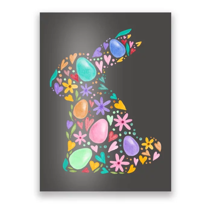 Easter Egg Bunny Floral Holiday Poster