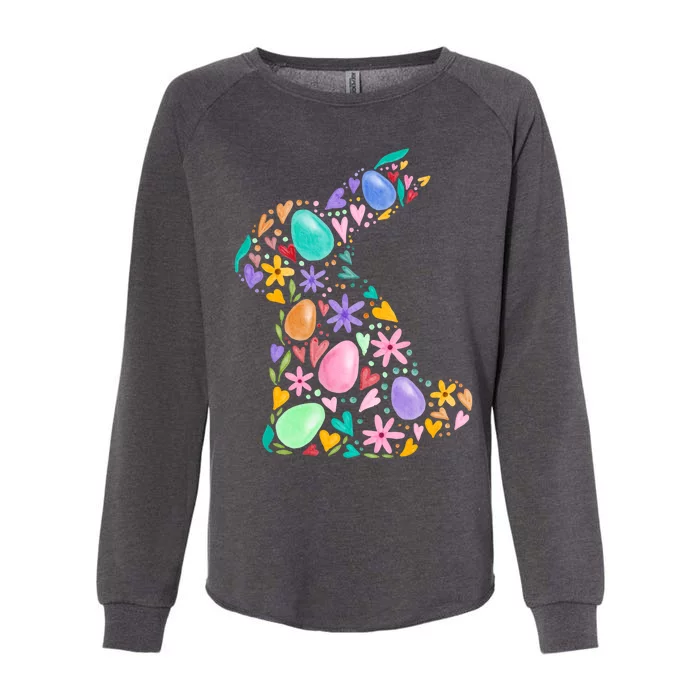 Easter Egg Bunny Floral Holiday Womens California Wash Sweatshirt