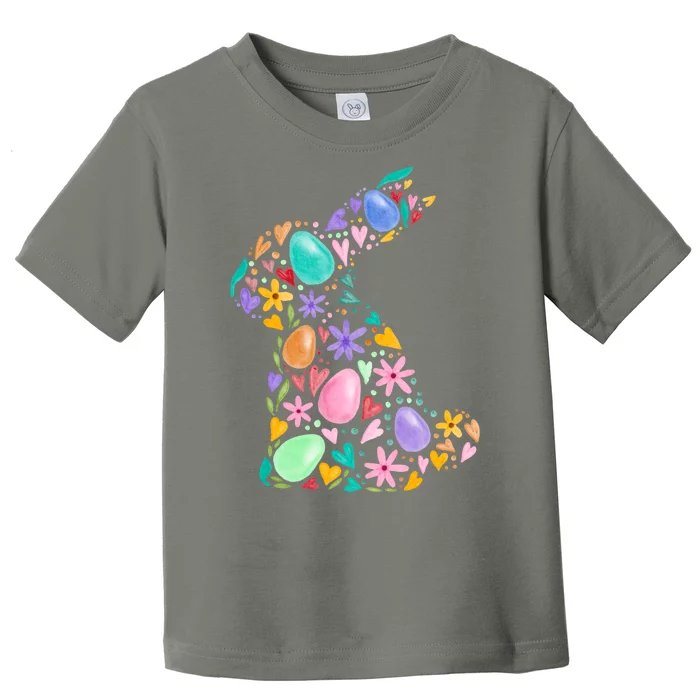 Easter Egg Bunny Floral Holiday Toddler T-Shirt