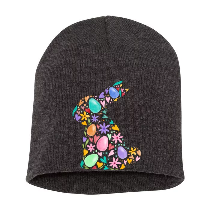 Easter Egg Bunny Floral Holiday Short Acrylic Beanie