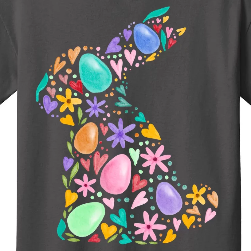 Easter Egg Bunny Floral Holiday Kids T-Shirt