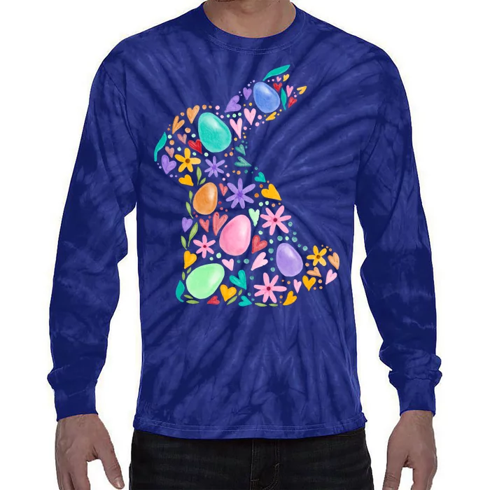 Easter Egg Bunny Floral Holiday Tie-Dye Long Sleeve Shirt