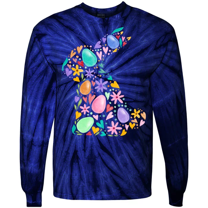 Easter Egg Bunny Floral Holiday Tie-Dye Long Sleeve Shirt