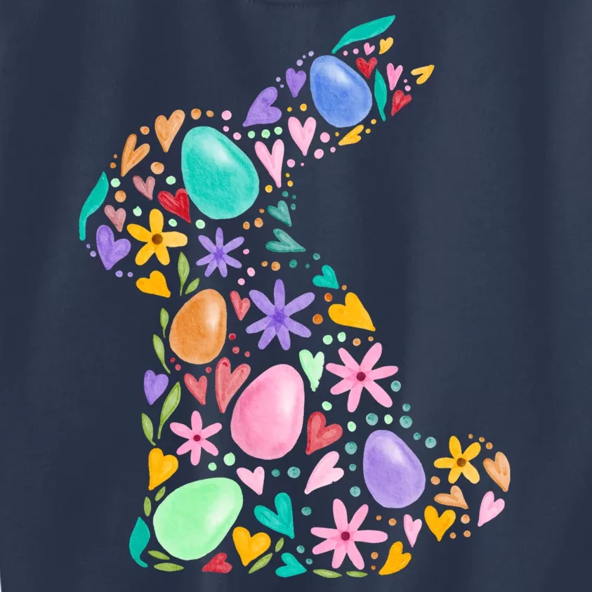 Easter Egg Bunny Floral Holiday Kids Sweatshirt