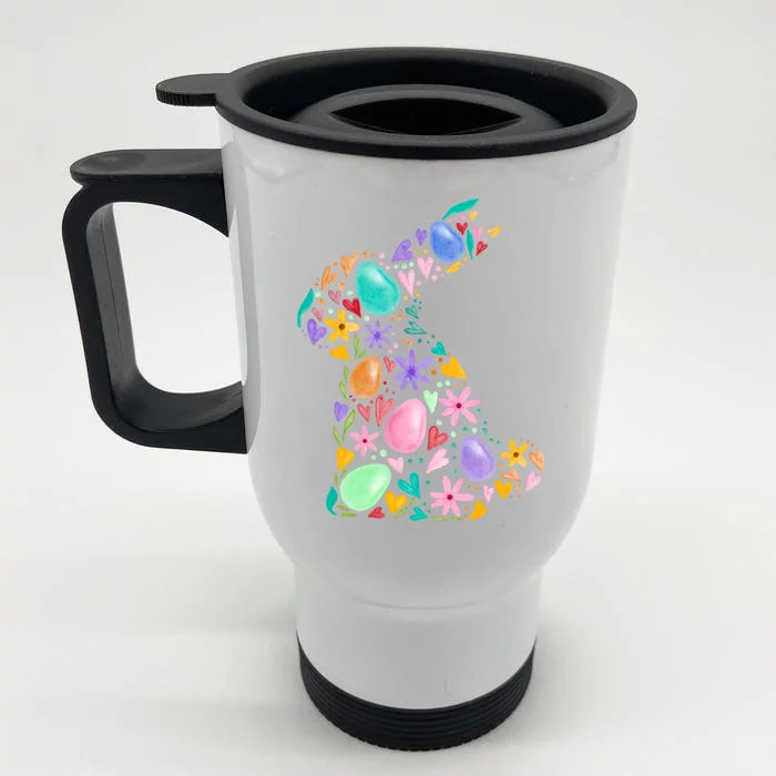 Easter Egg Bunny Floral Holiday Front & Back Stainless Steel Travel Mug