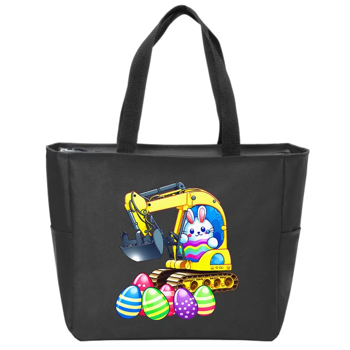 Eggs-Cavator Easter Bunny Rabbit Excavator Zip Tote Bag