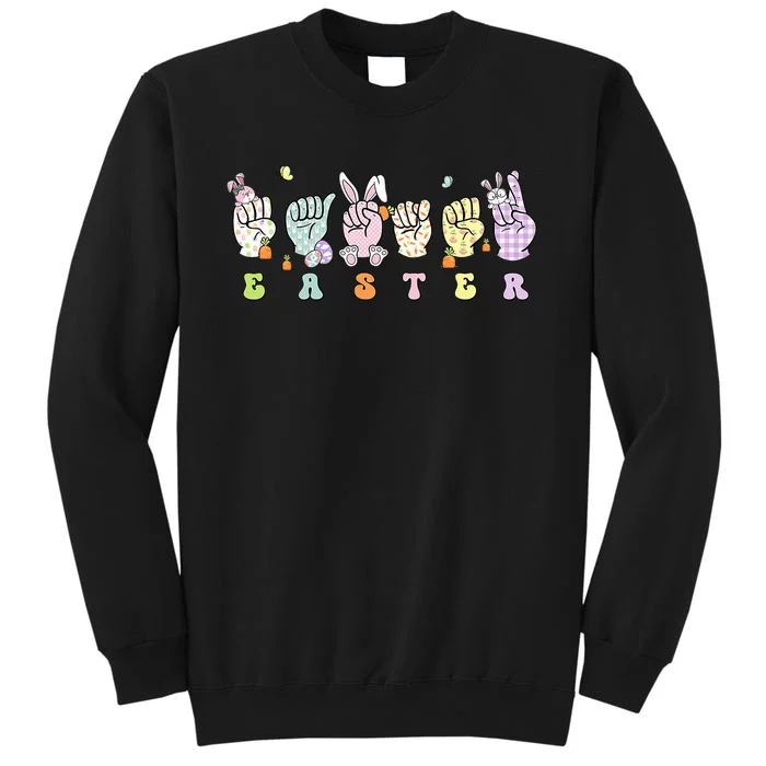 Easter Eggs Bunny Rabbit Happy Easter Sign Language ASL Tall Sweatshirt