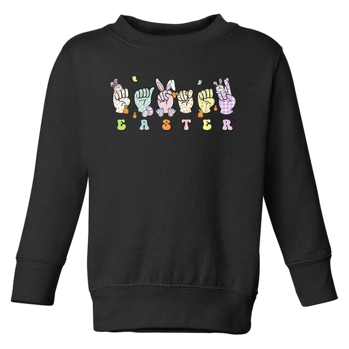 Easter Eggs Bunny Rabbit Happy Easter Sign Language ASL Toddler Sweatshirt