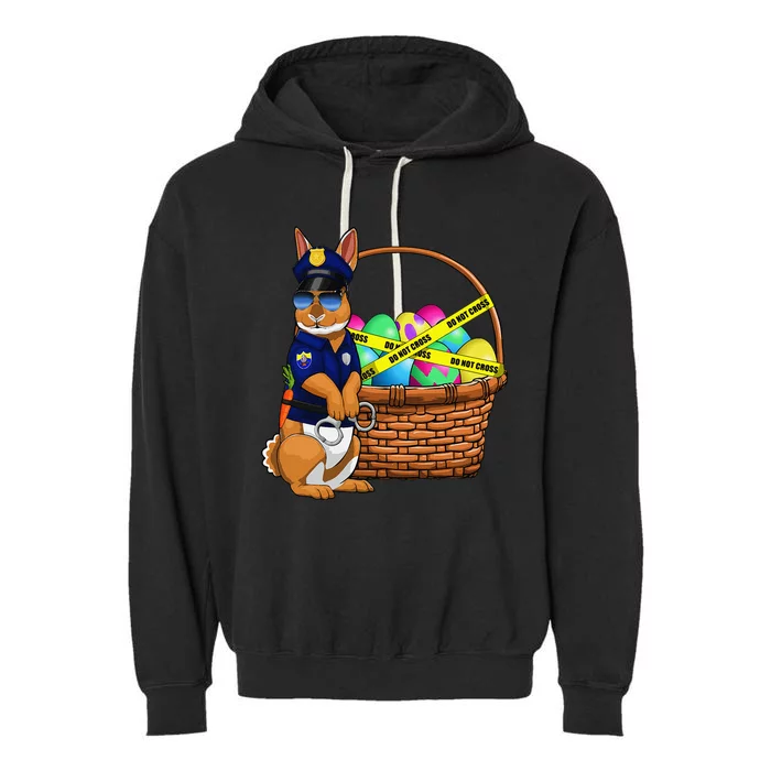 Easter Egg Bunny Police Officer Basket Women Garment-Dyed Fleece Hoodie