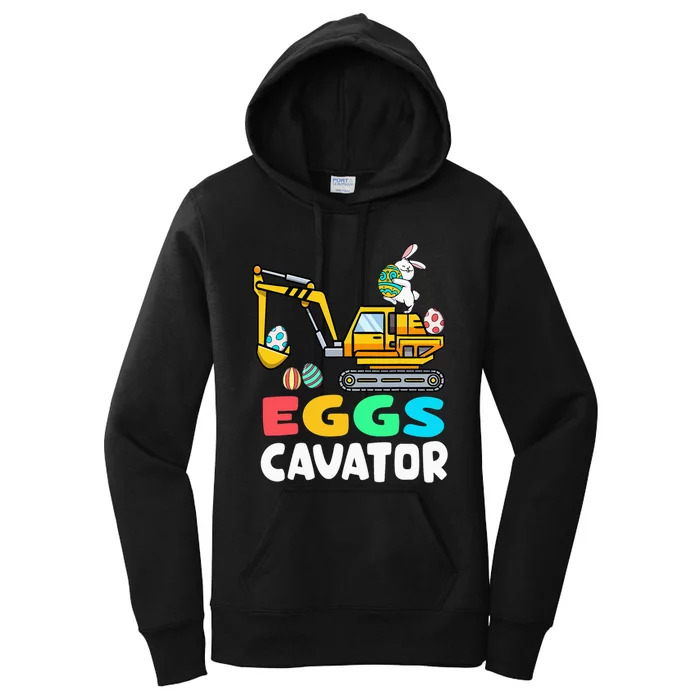 Eggs-Cavator Easter Bunny Excavator Women's Pullover Hoodie