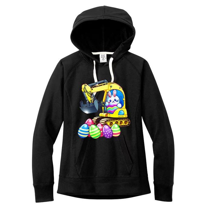 Eggs-Cavator Easter Bunny Rabbit Excavator Women's Fleece Hoodie