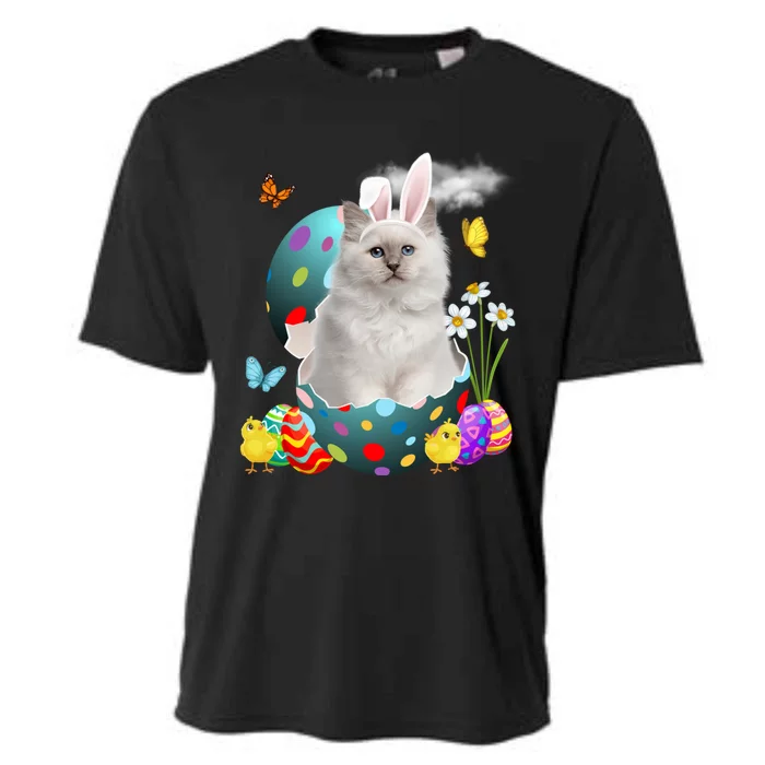 Easter Eggs Bir Bunny Cat Funny Gift Cat Dad Cat Mom Gift Cooling Performance Crew T-Shirt