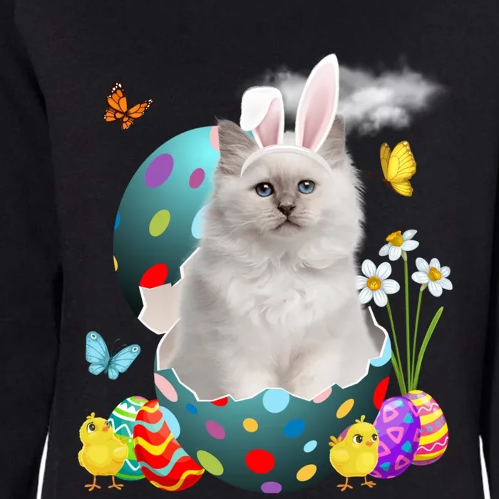 Easter Eggs Bir Bunny Cat Funny Gift Cat Dad Cat Mom Gift Womens California Wash Sweatshirt