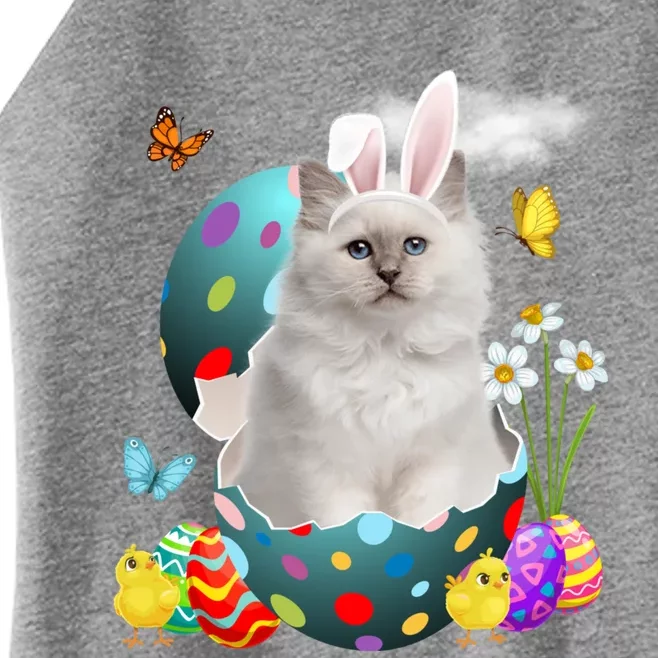 Easter Eggs Bir Bunny Cat Funny Gift Cat Dad Cat Mom Gift Women’s Perfect Tri Rocker Tank