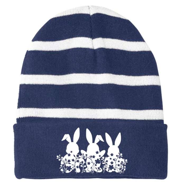 Easter Easter Bunny Rabbit Striped Beanie with Solid Band