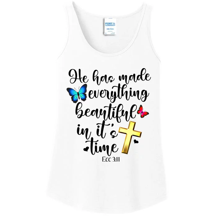 Ecclesiastes Ecc Bible Verse Watercolor Butterfly Funny Cute Gift Ladies Essential Tank