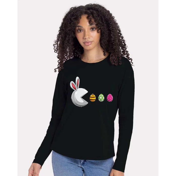 Easter Eggs Bunny Cute Holiday Womens Cotton Relaxed Long Sleeve T-Shirt