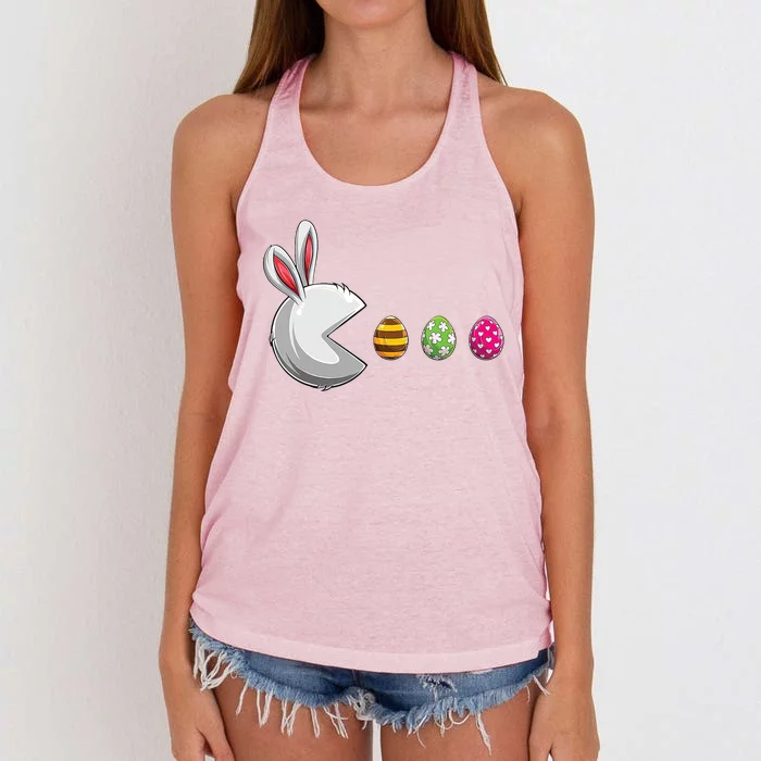 Easter Eggs Bunny Cute Holiday Women's Knotted Racerback Tank