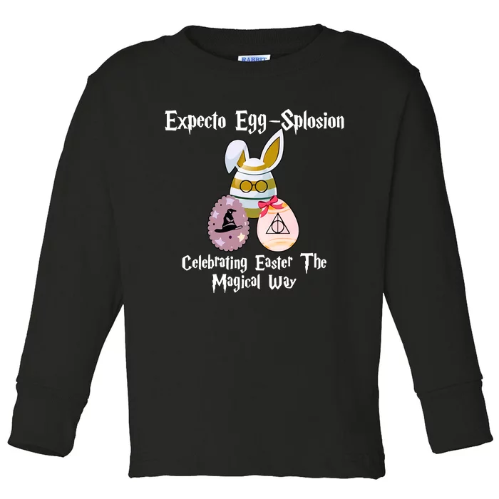 Expecto Eggsplosion Celebrating Easter The Magical Way Potter Easter Toddler Long Sleeve Shirt