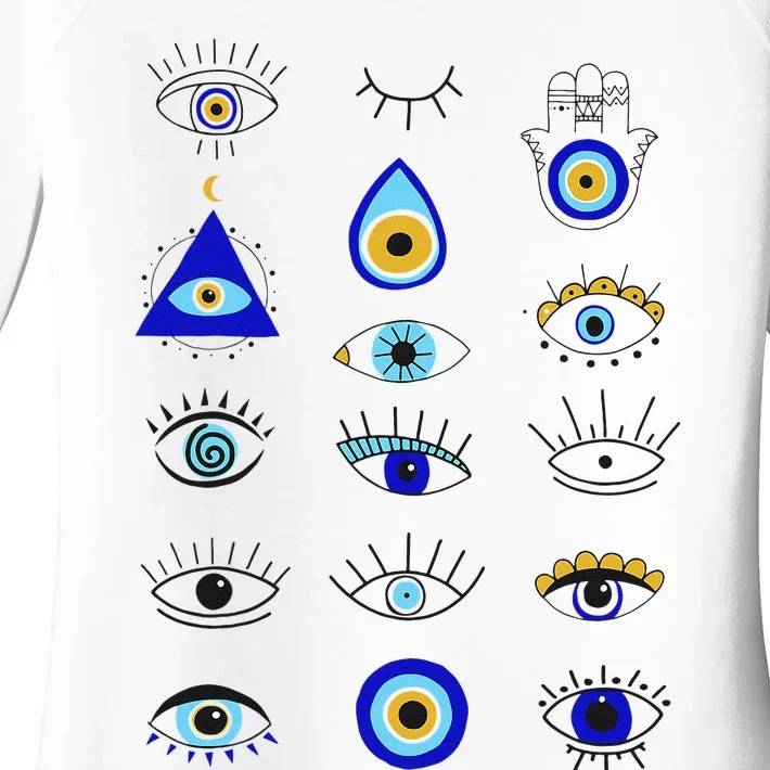 Evil Eye Curse Protection Hand of Hamsa Seeing Eyes Evil Eye Women's Perfect Tri Tunic Long Sleeve Shirt