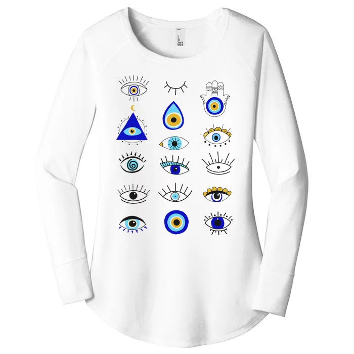 Evil Eye Curse Protection Hand of Hamsa Seeing Eyes Evil Eye Women's Perfect Tri Tunic Long Sleeve Shirt